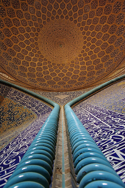 Dominating shades of blue under a tiled dome - Architecture Iran